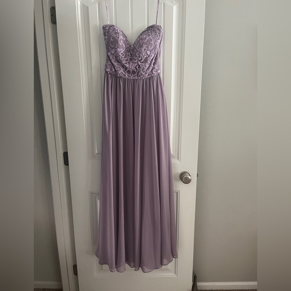 Marilee Strapless Lavender Bridesmaid Gown by Madeline Gardner